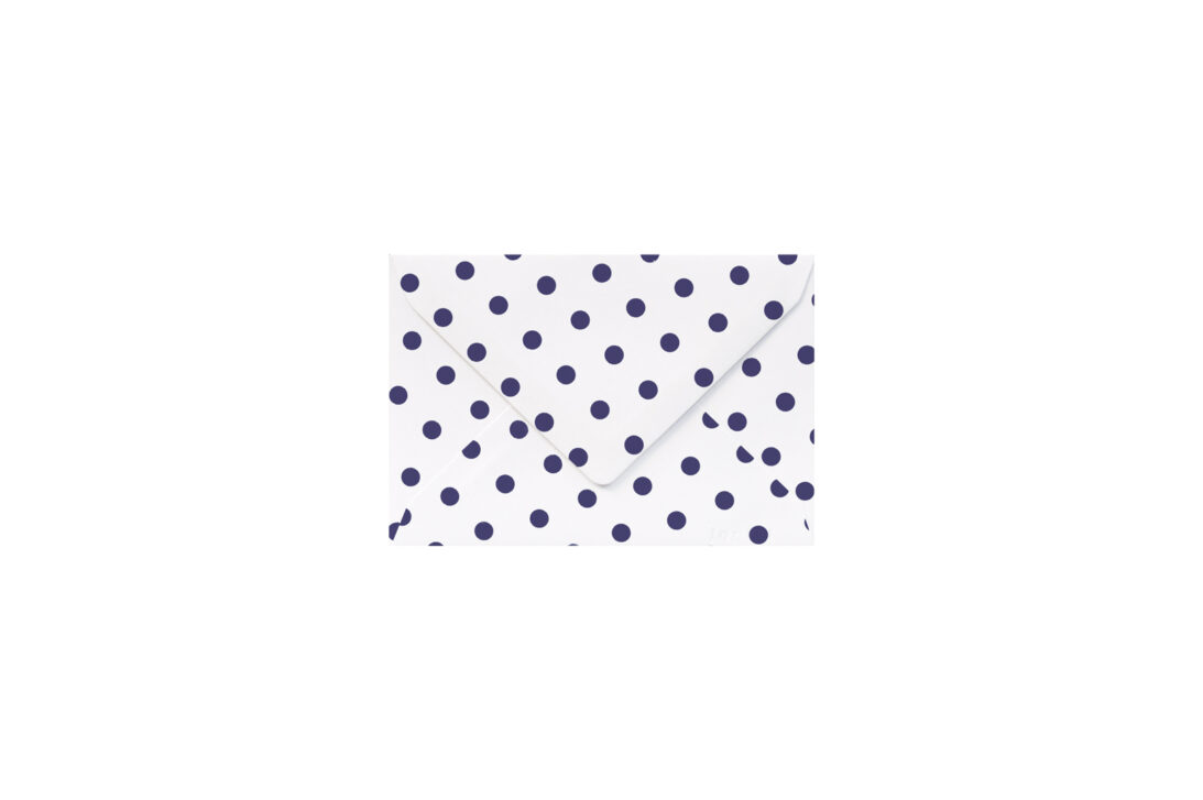 Φάκελος 7,5x11 λευκό με navy blue πουά