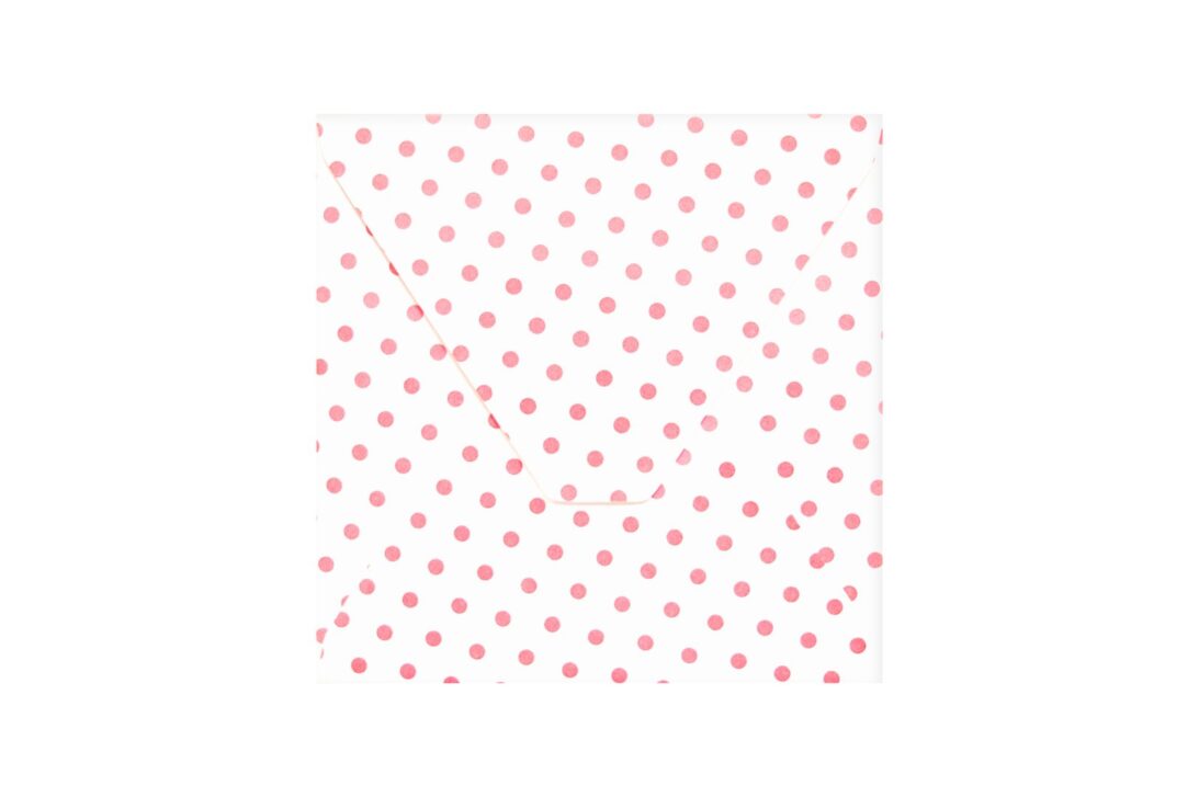 Φάκελος 16,8x16,8 λείο λευκό φόντο με ροζ πουά