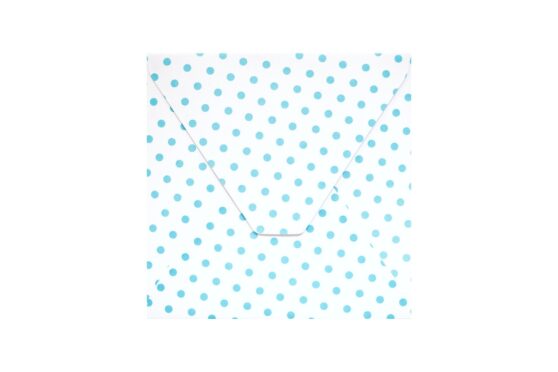 Φάκελος 16,8×16,8 λείο λευκό φόντο με γαλάζιο πουά