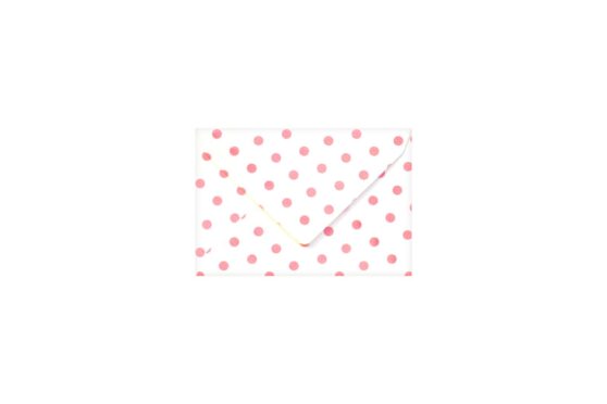 Φάκελος 7,5x11 λείο λευκό φόντο με ροζ πουά