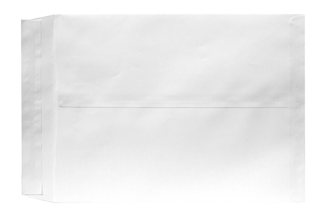 Λεπτομέρεια εσωτερικής πλευράς σακκούλας 23x32 λευκή γραφής με αυτοκόλλητο