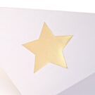 Λεπτομέρεια Προσκλητηρίου Βάπτισης: Χρυσοτυπία αστέρι σε φάκελο γκοφρέ γραμμωτό (ανάγλυφο) υπόλευκο_Κωδικός 50617-50618