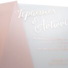Προσκλητήριο Γάμου: Λεπτομέρεια Κάρτα σε χαρτί πλαστικό ημιδιαφανές με εκτύπωση θερμοτυπία σε ροζ χρυσό (rose gold)_Κωδικός 6109