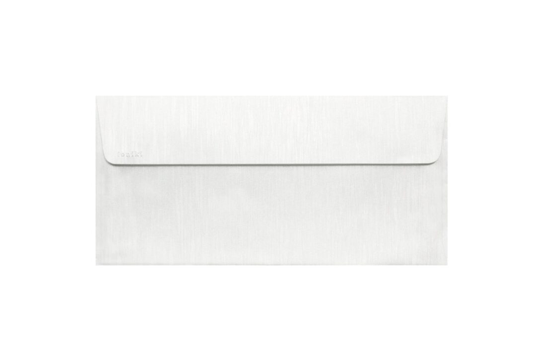 Φάκελος 11x23 επιχρισμένο μεταλλικό λευκό γραμμωτό silk
