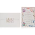 Προσκλητήριο Βάπτισης: Φάκελος διάστασης 12x17,8 εκατ. σε χαρτί γκοφρέ (ανάγλυφο) μπιμπικωτό υπόλευκο 150 γραμ. με καρτάκι 4 x 6 εκατ. με θέμα τσαγιέρα, ρολόι και Κάρτα σε χαρτί γκοφρέ (ανάγλυφο) γραμμωτό υπόλευκο 250 γραμ. με εκτύπωση μελάνι και θέμα παραμύθι_Κωδικός 50690