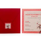 Προσκλητήριο Βάπτισης: Φάκελος διάστασης 16,8x16,8 εκατ. σε χαρτί γκοφρέ (γραμμωτό) κόκκινο 160γραμ., καρτάκι 4x4εκατ. και Κάρτα σε χαρτί γκοφρέ γραμμωτό υπόλευκο 250 γραμ. με εκτύπωση μελάνι και θέμα τάρανδος, ελαφάκι, Rudolf, Χριστούγεννα_Κωδικός 40054