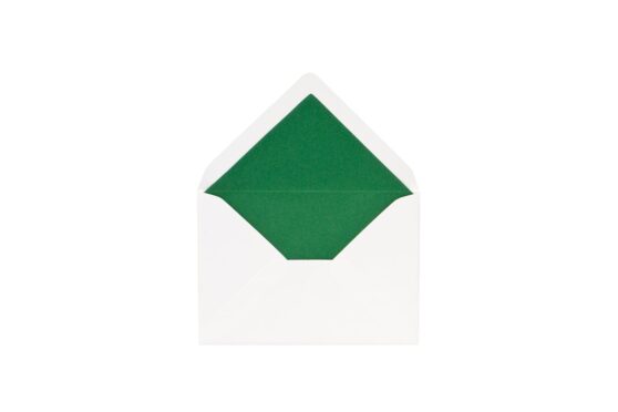 Φάκελος 7,5x11 λευκό γκοφρέ σταυρωτό (οριζόντιες&κάθετες γραμμές) με εσωτερική επένδυση (φόδρα) πράσινο ματ_κωδικός 00320