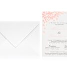Προσκλητήριο Γάμου: Φάκελος διάστασης 16x22 εκατ. σε χαρτί γκοφρέ γραμμωτό (οριζόντιες και κάθετες γραμμές) λευκό 185 γραμ. και Κάρτα σε χαρτί βαμβακερό λευκό 1000 γραμ. με εκτύπωση κειμένου σε βαθυτυπία (letterpress) σε χρώμα μαύρο (μαυροτυπία) και ροζ χρυσό (ροζ χρυσοτυπία) και φύλλα σε βαθυτυπία ροζ χρυσοτυπία_Κωδικός ΓΝΣ 3035